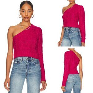 FOR LOVE & LEMONS Quinn One Shoulder Sweater Sz XS Pink